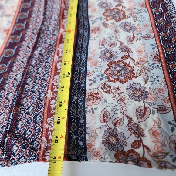 Liberty Love Women’s Sheer Cardigan / Kimono Red Blue Floral Open Front Sz L - Picture 9 of 12